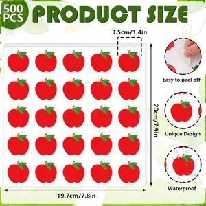 Mignon autocollant en forme de pomme 500 pcs étiquette étanche pour enveloppe artisanat