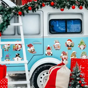 Christmas gnome magnetic stickers set, cute holiday fridge magnets for home decor.