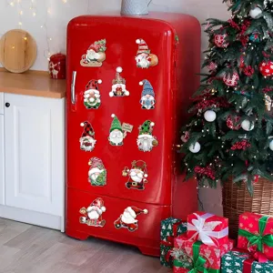 Christmas gnome magnetic fridge stickers set cute holiday refrigerator decor magnets