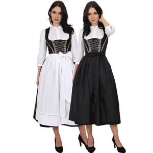 Women Traditional Dirndl Dress Bavarian Oktoberfest Costume German Beer Girl Outfit Maid Cosplay Dress With Apron For Party Festival