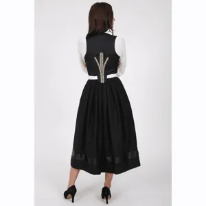 Traditional German Oktoberfest dirndl dress back view detail showing elegant vest design.