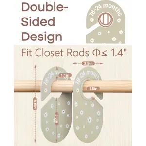 Baby closet dividers set, double-sided floral design size dividers for nursery clothes storage.