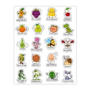 Cute kids motivational reward stickers sheet cartoon fruit animal funny diary notebook decal