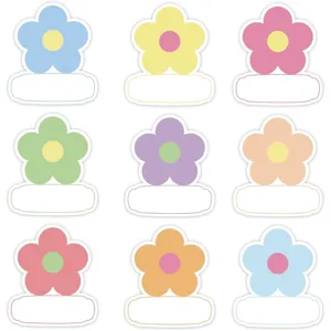 Bohemian Floral Name Label Stickers Colorful Flowers Nameplate Decals For Classroom Office And Home Decor Stationery