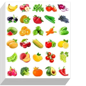 Realistic fruit and vegetable stickers for kids, fun DIY craft decals for classroom decor and gifts.