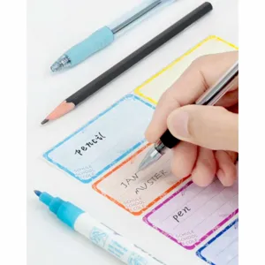 Kinder selbstklebende Namensaufkleber Farbige Etiketten für Schulhefte und Schreibwaren.