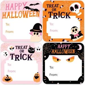 Autocollants de Sac Cadeau d'Halloween Citrouille Fantôme Fête Décor Étiquettes Mignon Imperméable DIY Papeterie