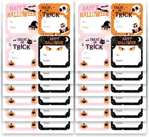 Autocollants de sac de bonbons d'Halloween citrouille fantôme fête étiquettes de nom set