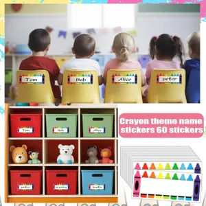 Adhésifs étiquettes de nom crayons pour fournitures scolaires, étiquettes personnalisées enfants.