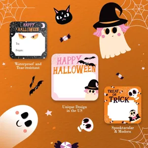 Halloween autocollants mignons fantôme étiquette imperméable pour cadeau fête déco
