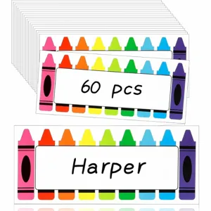 Étiquettes de Nom d'Élève Thème Crayon Autocollants PVC Imperméables Pour École Rentrée Déco
