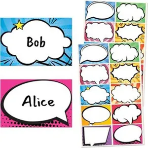 Kids Hero Comic Style Name Label Stickers Colorful DIY Waterproof Writing Classification Decals For School Office Home