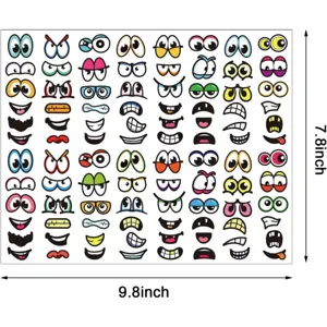 Cartoon eyes mouths stickers sheet DIY crafts journaling scrapbook funny expression decals