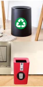 Autocollant de tri des déchets, logo de recyclage étanche pour les poubelles intérieures.