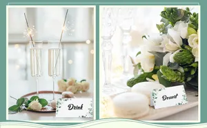 Foldable wedding place cards watercolor eucalyptus tent cards for party table decoration