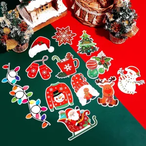 Weihnachts Magnetaufkleber Set Detail mit niedlichen Zwergen und festlichen Motiven.