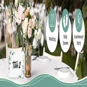 Wedding table place card with eucalyptus design for dinner party reception decor