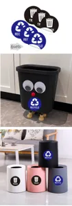 Autocollants de tri des déchets étanches, icônes rondes de 5 pouces pour poubelles.