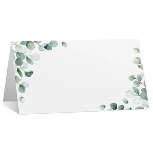 Watercolor Eucalyptus Leaf Place Cards Folded Wedding Table Cards Blank Seating Cards For Party Dinner Reception