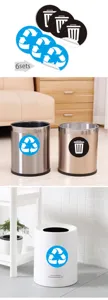 Autocollants de tri des déchets étanches 6sets étiquettes de recyclage pour bureau et maison