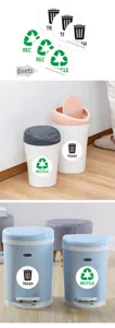 Autocollants de tri des déchets étanches, étiquettes recyclage et poubelle maison.
