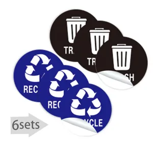 Autocollants Tri des Déchets 5 Pouces Étanche Poubelle Recyclage Logo Étiquettes 6 Sets