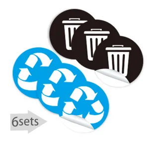 Autocollants de tri des dechets de 5 pouces etanches pour poubelles, lot de 6