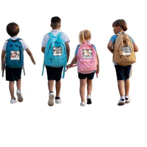 Custom student name sticker label for school backpack, personalized waterproof photo nameplate tags.