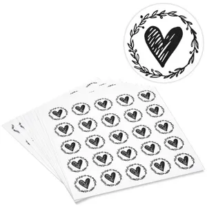Transparent Heart Sealing Stickers Minimalist PVC Love Floral Wreath Decals For Wedding Invitation Gift Box