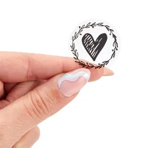 Transparent heart sticker seal label for wedding invitation gift box envelope decoration.
