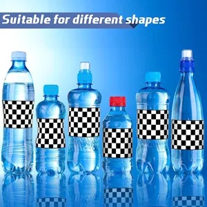 Pegatina de botella de agua de bandera de carreras etiqueta impermeable personalizada formas diferentes