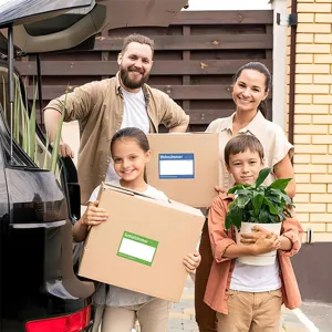 Étiquettes de déménagement pour cartons, autocollants de pièces colorés pour organiser le foyer.