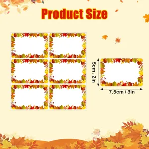 Herfst esdoornblad bloemenframe lege sticker labels, 7.5x5cm maat detail voor geschenken.