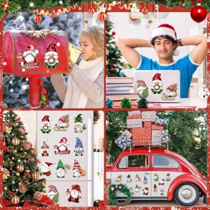 Christmas gnome magnetic stickers set for fridge, car, mailbox and holiday home decor.