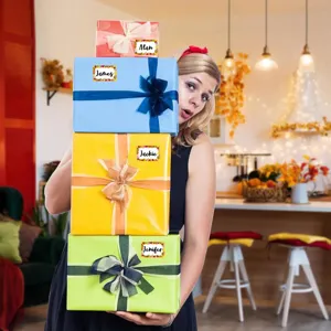 Kerststijl bloemenframe cadeaulabels stickers voor feestelijke verpakkingen en groeten