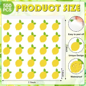 Autocollant de citron de fruit mignon personnalisé étiquette adhésive enveloppe scellée 500pcs