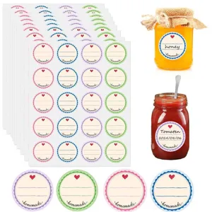 Étiquettes de Bouteille Autoadhésives Imperméables Autocollant de Date Pot de Confiture Manuscrit Design Cœur Papeterie Artisanale
