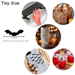 Halloween tiny bat stickers decorative waterproof decals for laptop and phone case party cups