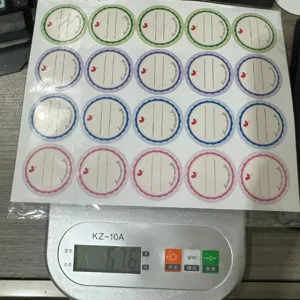 Étiquettes de bouteille rondes autocollantes, bordures colorées, autocollants étanches.