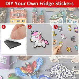 Kit de manualidades de pegatinas magnéticas para nevera con animales y adhesivo.