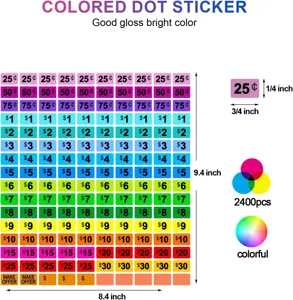 Colored dot price stickers round yard sale labels retail pricing stickers 2400pcs