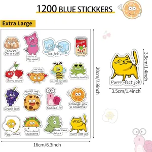 Kids Reward Stickers Colorful Cute Animal Food Cartoon Stickers For Student Classroom Motivational Teacher Supplies