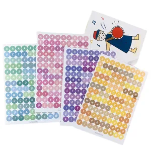 Korean candy color alphabet number stickers, colorful round marker stickers for DIY handbooks.