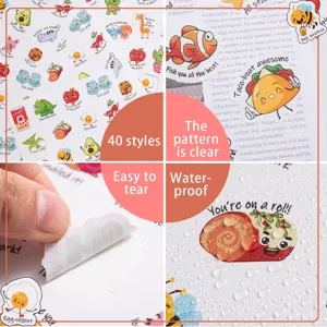 Cute cartoon reward stickers for kids, waterproof vinyl stationery decals, 40 styles available.