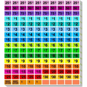 Colorful Price Stickers Roll Retail Yard Sale Price Labels Pricing Tags For Garage Sales Flea Market Retail Shop