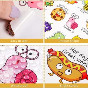 Cute waterproof reward stickers for kids classroom encouragement with funny English quotes.