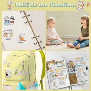 Cute cartoon teacher reward stickers for kids, fun student motivational planner journal decor.