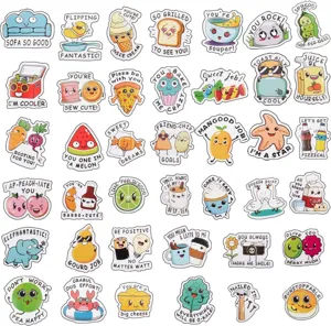 Cute cartoon food stickers for kids students classroom reward, waterproof vinyl laptop decors