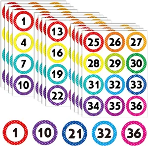 Large Round Digital Number Stickers Polka Dot Adhesive Labels 1 To 36 DIY Crafts Office Classroom Storage Marking Decals