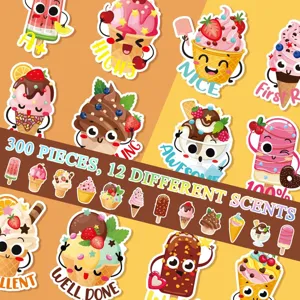Cute scented ice cream reward stickers for kids classroom incentive and fun decoration.